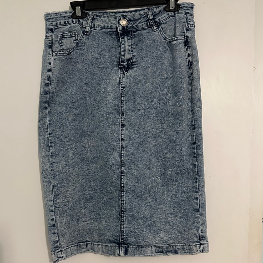 BeGirl large - Classic Light Wash MIDI Denim Pencil Skirt - Women's